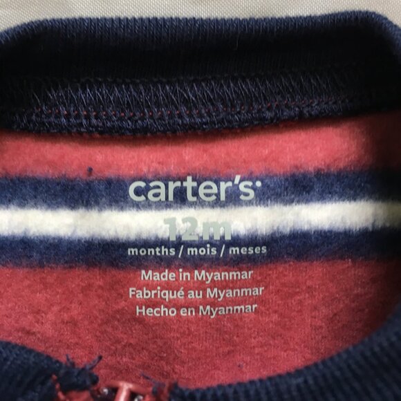 Carters Baby Boys Striped Tow Truck Footie Pajamas, 12 Months. - Picture 3 of 7